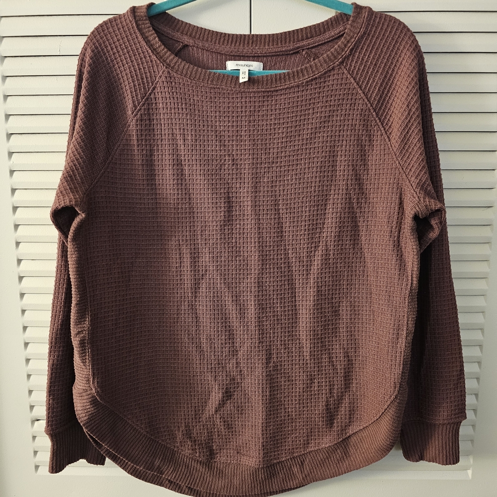 Maurices Mauve Waffle Knit Crewneck Sweater - Size Medium